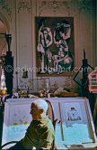 Pablo Picasso on the occasion of the visit of Clive Bell. La Californie, Cannes 1958. - Photo by Edward Quinn