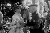 Pablo Picasso, Francine Weisweiller and Alberto Magnelli. At Villa Santo Sospir of Francine Weisweiller. Saint-Jean-Cap-Ferrat 1959. - Photo by Edward Quinn