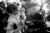Pablo Picasso and Francine Weisweiller. At Villa Santo Sospir of Francine Weisweiller. Saint-Jean-Cap-Ferrat 1959. - Photo by Edward Quinn