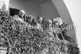 Alberto Magnelli, Susi Magnelli, Michele Sapone, Pablo Picasso, Renato Guttuso. During filming of "Le Testament d’Orphée", film of Jean Cocteau. At Villa Santo Sospir of Francine Weisweiller. Saint-Jean-Cap-Ferrat 1959. - Photo by Edward Quinn