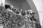 Alberto Magnelli, Susi Magnelli, Michele Sapone, Pablo Picasso, Renato Guttuso. During filming of "Le Testament d’Orphée", film of Jean Cocteau. At Villa Santo Sospir of Francine Weisweiller. Saint-Jean-Cap-Ferrat 1959. - Photo by Edward Quinn