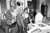 Theodor "Teto" Ahrenberg, Swedish collector, Pablo Picasso, Ulla Ahrenberg, Agnes Widlund, Jacqueline (hidden) at La Californie, 25.10.1959. - Photo by Edward Quinn