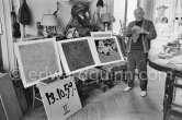 Pablo Picasso with linocuts. La Californie, Cannes 25.10.1959. - Photo by Edward Quinn