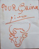 Drawing 1959. with dedication "Pour Quinn" Private collection. La Californie, Cannes 1959. - Photo by Edward Quinn