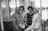 Pablo Picasso and Jacqueline with acquaintances. Nice Airport 1960. - Photo by Edward Quinn