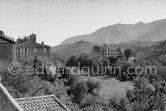 Château de Vauvenargues, where Pablo Picasso lived from 1959-62, in the foothills of Mont Sainte-Victoire, near Aix-en-Provence. A great square building dating from the sixteenth and eighteenth centuries, against a Provençal backdrop. Vauvenargues 1960. - Photo by Edward Quinn