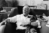 Pablo Picasso with dachshund Ma Jolie. La Californie, Cannes 1961. - Photo by Edward Quinn