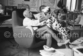 Pablo Picasso with his Dalmatian Perro. La Californie, Cannes 1961. - Photo by Edward Quinn