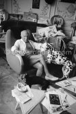 Picasso with his Dalmatian Perro. La Californie, Cannes 1961. - Photo by Edward Quinn