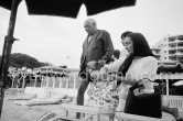 Pablo Picasso, Claude Picasso and Jacqueline at the beach. Golfe-Juan 1961. - Photo by Edward Quinn