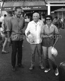 Pablo Picasso, Serge Robert, sculptor,  andSuzanne Gaynard. Quai Jean-Jaurès, Saint-Tropez 1961. - Photo by Edward Quinn