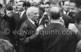 Pablo Picasso beeing interviewed. Festivities put on in Pablo Picasso's honor for the 80th birthday. Nice 28.10.1961. - Photo by Edward Quinn