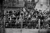 Bullfight put on in Pablo Picasso's honor (80th birthday). On the grandstand beside Pablo Picasso Jacqueline and Lucia Bosè, standing behind Pablo Picasso Edouard Pignon. Vallauris 29.10.1961. - Photo by Edward Quinn
