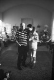 Pablo Picasso, Jacqueline and dachshund Lump. Mas Notre-Dame-de-Vie, Mougins 14.2.1962. - Photo by Edward Quinn