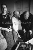 Pablo Picasso, Angela and Siegfried Rosengart viewing a portfolio with early works. Mas Notre-Dame-de-Vie, Mougins 1964. - Photo by Edward Quinn