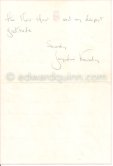 Thank-you letter (back) of Jacqueline Kennedy for the book "Pablo Picasso at work" dedicated to her by Edward Quinn and Pablo Picasso, New York, January 1965 - Photo by Edward Quinn