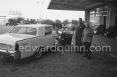 Pablo Picasso, Jacqueline and chauffeur? Visit of Dr. René-Albert Gutmann, who recommended that Pablo Picasso had to undergo surgical intervention. Pablo Picasso's Lincoln Continental 1963. Nice Airport 1965. - Photo by Edward Quinn