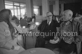 Visit of Dr. René-Albert Gutmann who recommended that Pablo Picasso had to undergo surgical intervention on his gall-bladder. Jacqueline on the left. Nice Airport 1965. - Photo by Edward Quinn