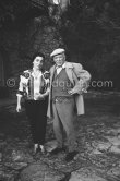 Pablo Picasso and Jacqueline in the gardens of Mas Notre-Dame-de-Vie. First photos after surgery at British-American Hospital in Paris. Mougins 1965. - Photo by Edward Quinn