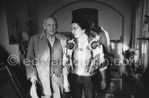 Pablo Picasso and Jacqueline. First photos after surgery at British-American Hospital in Paris. Mas Notre-Dame-de-Vie, Mougins 1965. - Photo by Edward Quinn