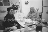 Birthday dinner for Jacqueline (24.2.66). Mas Notre-Dame-de-Vie, Mougins 1966. - Photo by Edward Quinn