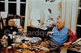 Jacqueline and Pablo Picasso. Mas Notre-Dame-de-Vie, Mougins 1970. - Photo by Edward Quinn