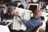 Pablo Picasso reading newspaper "France Soir". Mas Notre-Dame-de-Vie, Mougins Nov. 1971. - Photo by Edward Quinn