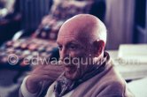 One of the last photos of Pablo Picasso by Edward Quinn. (Scenes in the documentary film "Pablo Picasso l'homme et son oeuvre" by Edward Quinn). Mas Notre-Dame-de-Vie, Mougins 7. Jan 1972. - Photo by Edward Quinn