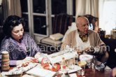 Pablo Picasso and Jacqueline. One of the last photos of Pablo Picasso by Edward Quinn. (Scenes in the documentary film "Pablo Picasso l'homme et son oeuvre" by Edward Quinn). Mas Notre-Dame-de-Vie, Mougins 7. Jan 1972. - Photo by Edward Quinn