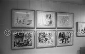 Exhibition "Pablo Picasso: 172 dessins en noir et blanc et en couleurs. 21.11.71-18.8.72" Galerie Louise Leiris, Paris 1.12.1972 - 13.1.1973. - Photo by Edward Quinn