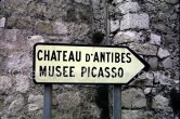Signpost for Château d'Antibes, Musée Pablo Picasso 1973. - Photo by Edward Quinn