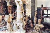 A view of the sculpture studio on the ground floor of Mas Notre-Dame-de-Vie. Amid Pablo Picasso's own sculptures, a plaster copy of Michelangelo's "Dying Slave". Mas Notre-Dame-de-Vie, Mougins 7/1974. (postumous). - Photo by Edward Quinn