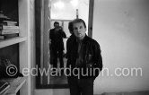 Francis Bacon in his Studio in Paris 1979, Edward Quinn in the mirror. - Photo by Edward Quinn