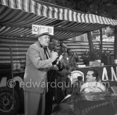 Alberto Ascari in Lancia D24 Spider Sport during filming of "The Racers" in Lancia D24. Director Henry Hathaway (with hat). Monaco 1954. - Photo by Edward Quinn