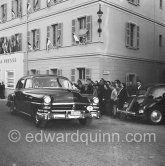 The Chrysler Windsor 8-passenger Sedan 1953 of Prince Rainier. After press conference re wedding. Monaco 1956. - Photo by Edward Quinn