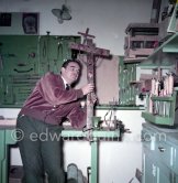 Prince Rainier of Monaco in his workshop at Villa Iberia, Saint-Jean-Cap-Ferrat 1954. - Photo by Edward Quinn