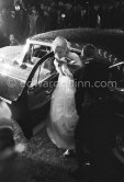 Princess Grace of Monaco, formerly actress Grace Kelly, arriving at the night Club of the Casino. Monte Carlo 1956. Car: 1956. Imperial (Chrysler) four-door sedan - Photo by Edward Quinn