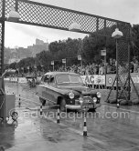 N° 219 Milton / Done on Standard Vanguard, undergoing the breaking and starting test. Cars will have to accelerate as fast as possible for 200 metres from a standing start, and then pull up in the shortest possible distance, for the cars have to keep a line between the axles. Rallye Monte Carlo 1951 - Photo by Edward Quinn