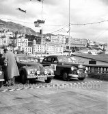 N° 215 Murray / Skarring on Bristol and N° 141 Edge / Tyrer on Standard Vanguard taking part in the regularity speed test on the circuit of the Monaco Grand Prix. Rallye Monte Carlo 1951. - Photo by Edward Quinn