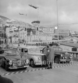 N° 154 Scaron / Pascal on Simca 8 Sport, N° 269 Stanley-Turner / Wilson on Alvis and N°320 Ramos Castello Branco / Cardoso Pinto on Standard Vanguard Phase I taking part in the regularity speed test on the circuit of the Monaco Grand Prix. Rallye Monte Carlo 1951. - Photo by Edward Quinn