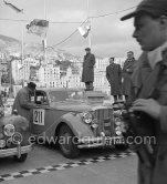 N° 211 Cecil Vard / A. Young on Jaguar MK V. taking part in the regularity speed test on the circuit of the Monaco Grand Prix. Rallye Monte Carlo 1951. - Photo by Edward Quinn