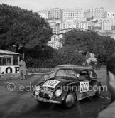 N° 202 Muller / Denk on Volkswagen taking part in the regularity speed test on the circuit of the Monaco Grand Prix. Rallye Monte Carlo 1951. - Photo by Edward Quinn