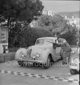 N° 256 Bolton / Morrell on Bristol taking part in the regularity speed test on the circuit of the Monaco Grand Prix. Rallye Monte Carlo 1951. - Photo by Edward Quinn