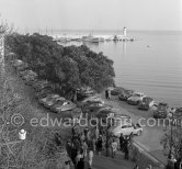 A view of the rallye cars in the closed park (parc fermé). Rallye Monte Carlo 1953. - Photo by Edward Quinn