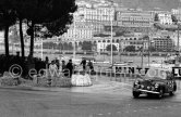 N° 198 Ingier / Schjolberg on Sunbeam Talbot 90 Mk III taking part in the regularity speed test on the circuit of the Monaco Grand Prix. Rallye Monte Carlo 1955. - Photo by Edward Quinn