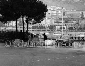 N° 225 Schock / Moll on Mercedes-Benz 220 taking part in the regularity speed test on the circuit of the Monaco Grand Prix. Rallye Monte Carlo 1955. - Photo by Edward Quinn