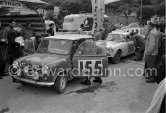N° 155 Morrison Culcheth on Morris Mini Cooper, N° 139 Astle / Roberts on Reliant Sabre. Rallye Monte Carlo 1963. - Photo by Edward Quinn