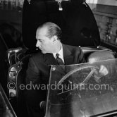 Roberto Rossellini en route to Spain, stopping in Monte Carlo for car repairs. Monte Carlo 1952. Car: 1951 Ferrari 212E Vignale, chassis number 0076E - Photo by Edward Quinn