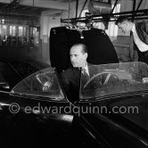 Roberto Rossellini en route to Spain, stopping in Monte Carlo for car repairs. Monte Carlo 1952. Car: 1951 Ferrari 212E Vignale, chassis number 0076E - Photo by Edward Quinn