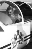 The Shah of Persia and his daughter Princess Shanaz in his plane. Coat of arms of Iran's Sovereign. Nice Airport 1958. - Photo by Edward Quinn
